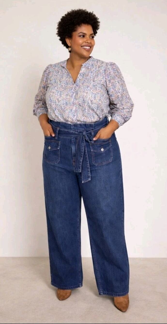 Boden Denim Paperbag Wide Leg Jeans Women’s Size 16/18 Dark Wash